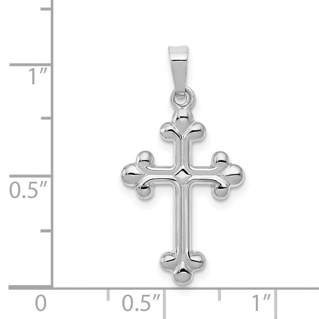 Lovely Rita's Charms & Pendants 14K White Gold Classic Polished Budded Fleur de Lis Cross Pendant