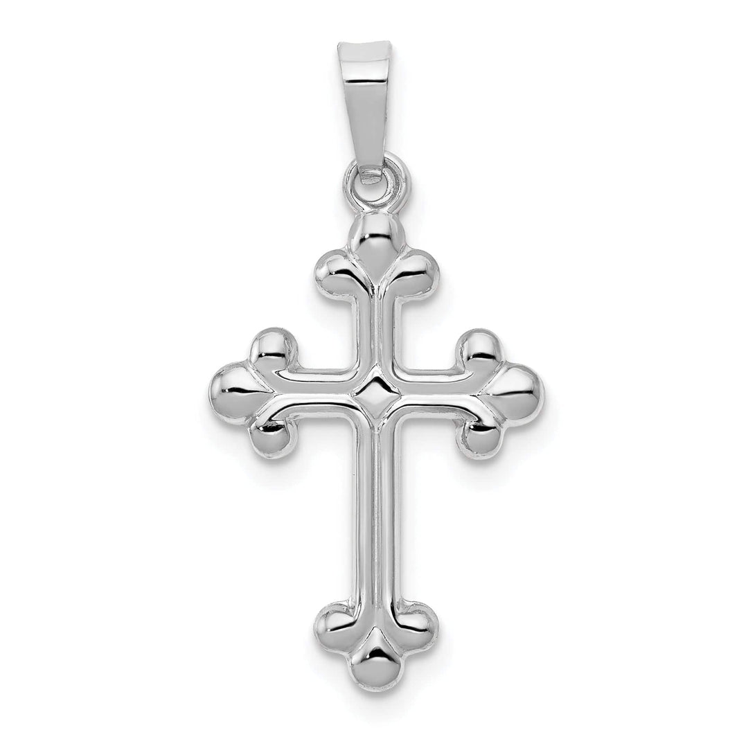 Lovely Rita's Charms & Pendants 14K White Gold Classic Polished Budded Fleur de Lis Cross Pendant