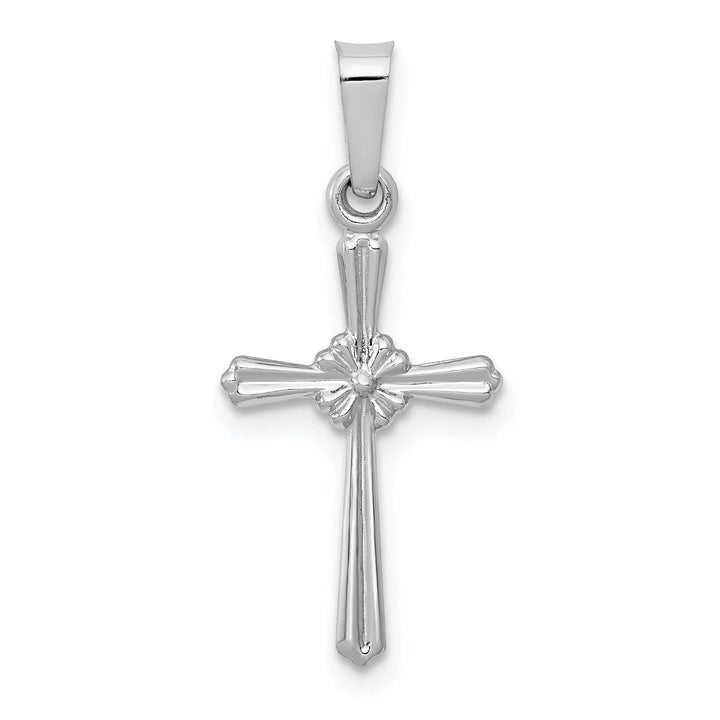 Lovely Rita's Charms & Pendants 14K White Gold Classic Polished Center Flower Filigree Cross Pendant