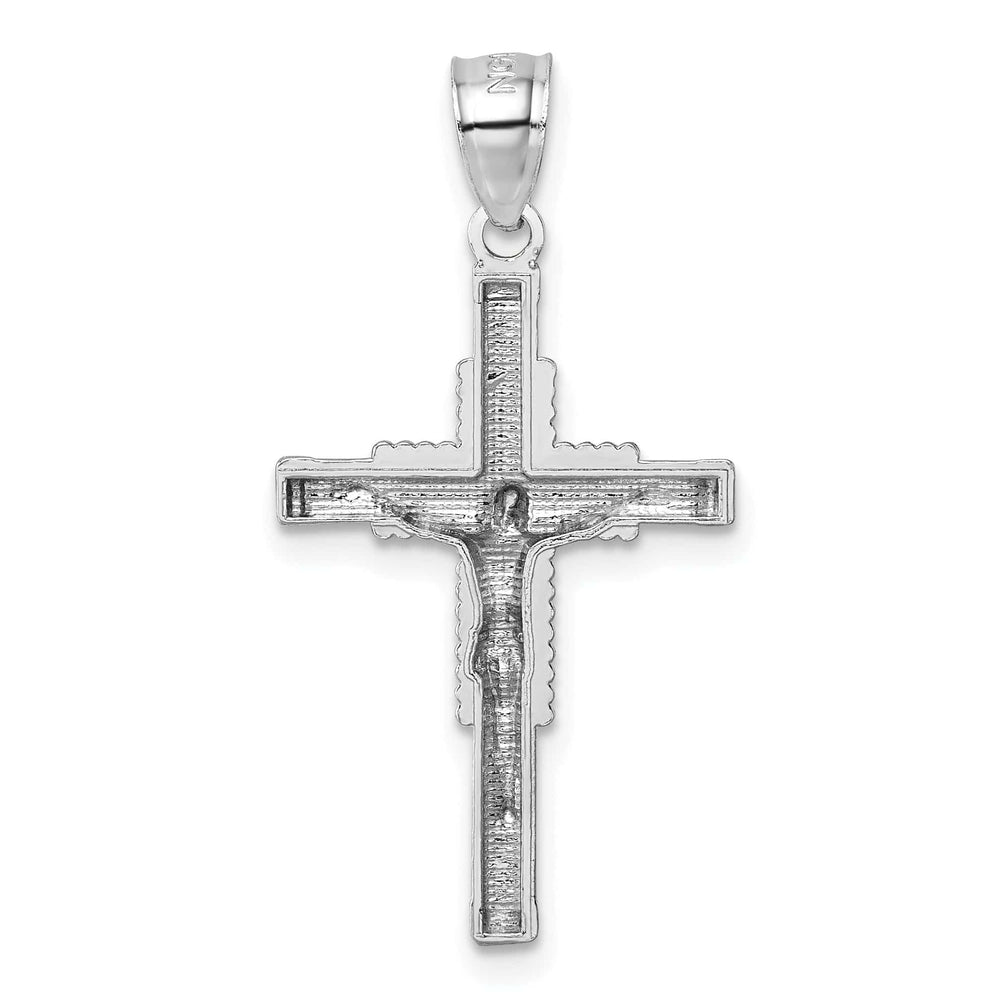 Lovely Rita's Charms & Pendants 14K White Gold Classic Polished D.C Textured Crucifix Cross Pendant