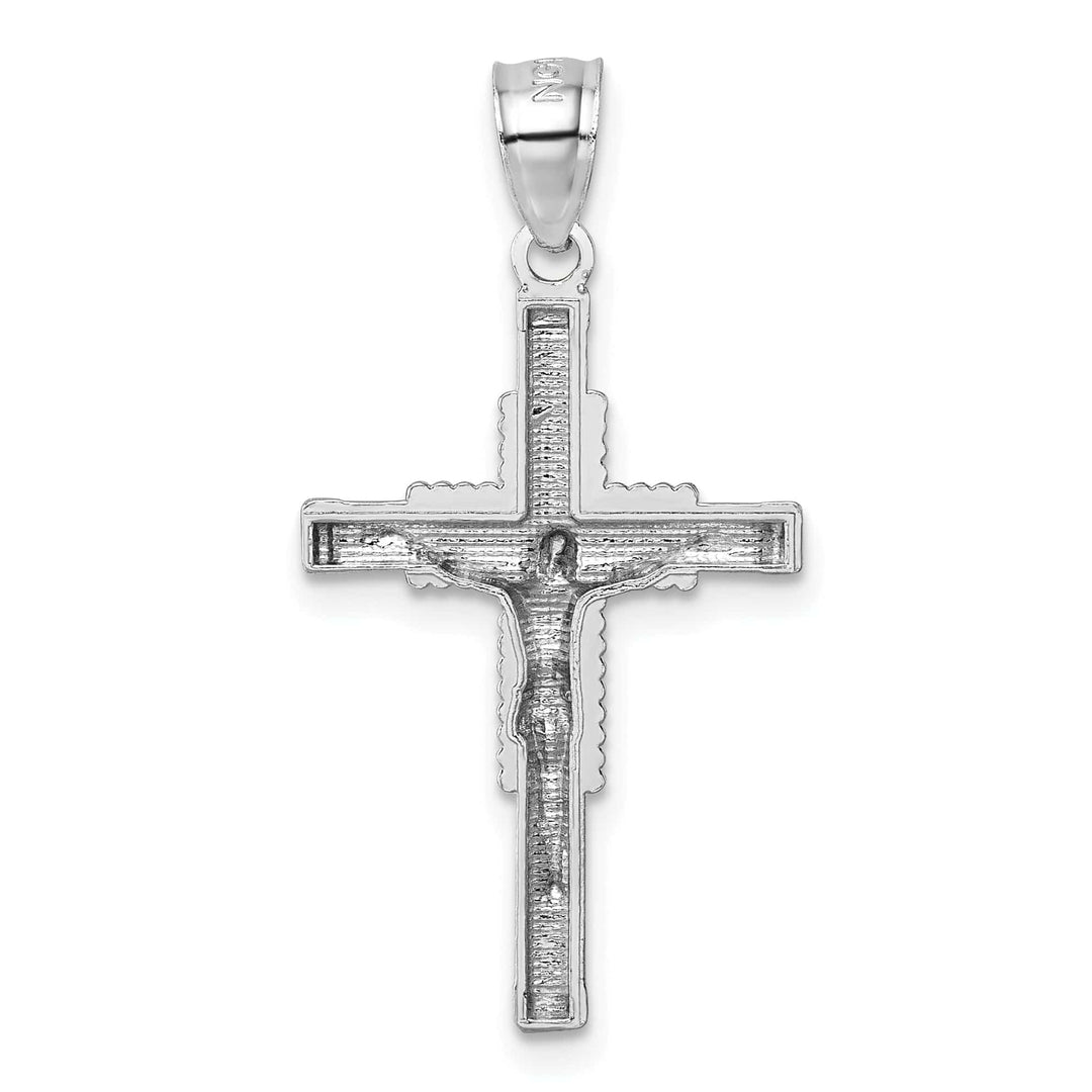 Lovely Rita's Charms & Pendants 14K White Gold Classic Polished D.C Textured Crucifix Cross Pendant