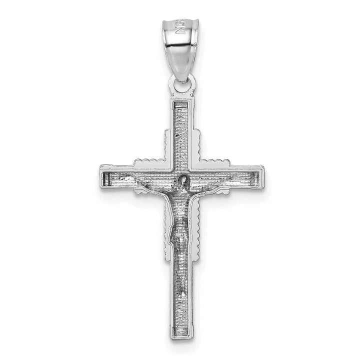 Lovely Rita's Charms & Pendants 14K White Gold Classic Polished D.C Textured Crucifix Cross Pendant