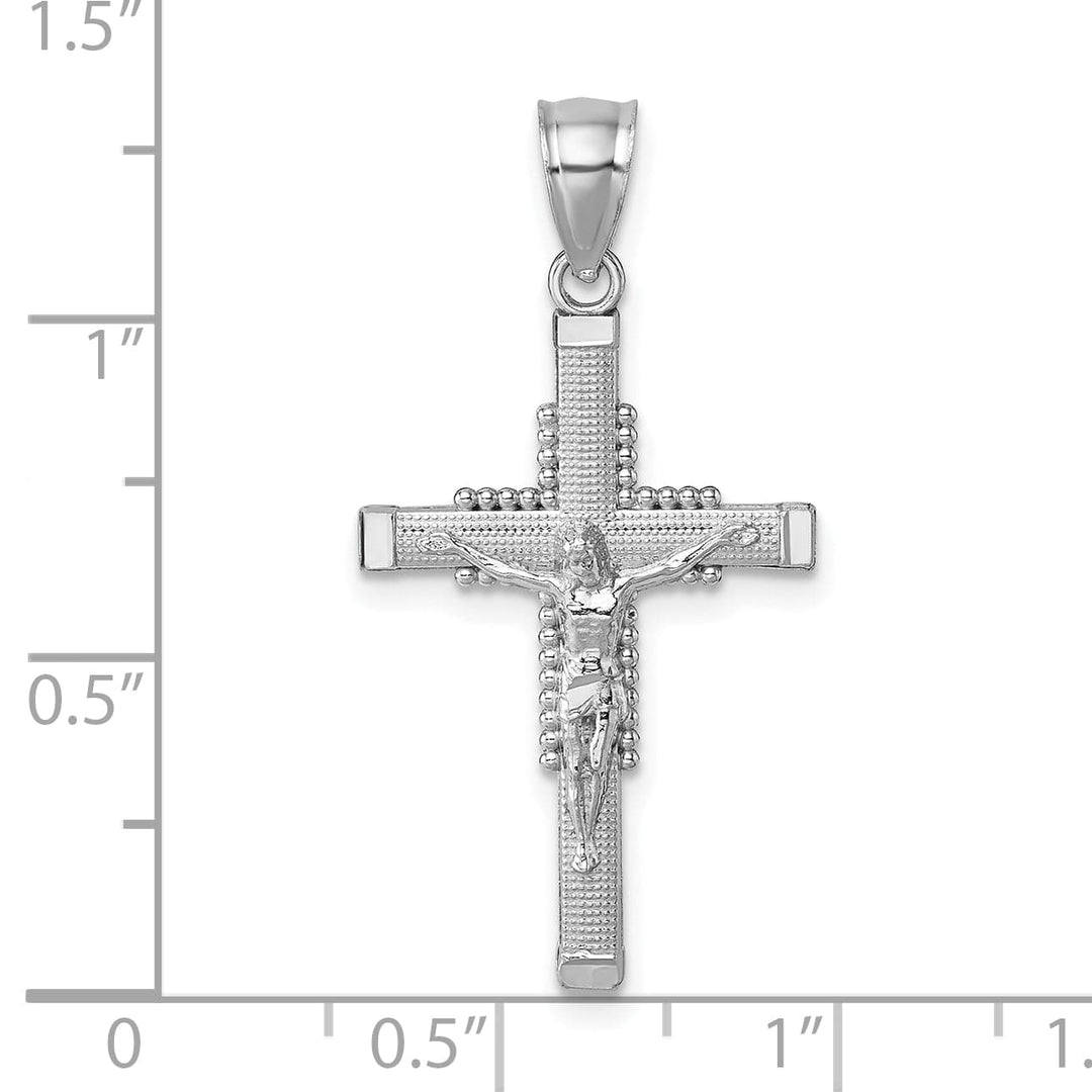 Lovely Rita's Charms & Pendants 14K White Gold Classic Polished D.C Textured Crucifix Cross Pendant
