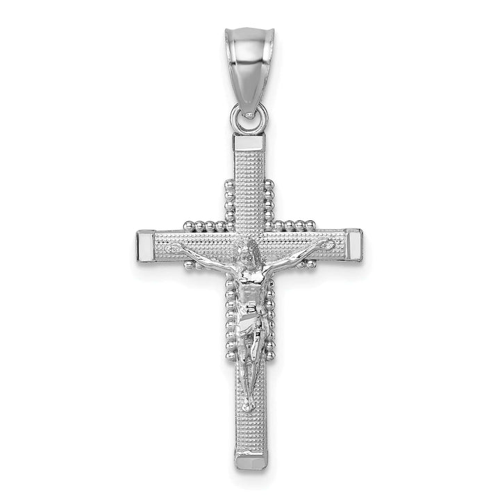 Lovely Rita's Charms & Pendants 14K White Gold Classic Polished D.C Textured Crucifix Cross Pendant