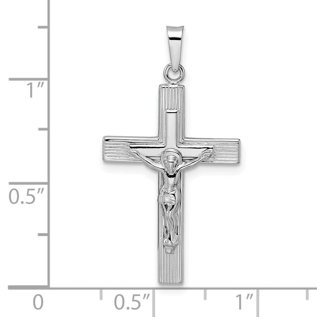 Lovely Rita's Charms & Pendants 14K White Gold Classic Polished Solid Striped Crucifix Cross Pendant
