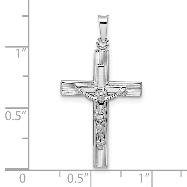 Lovely Rita's Charms & Pendants 14K White Gold Classic Polished Solid Striped Crucifix Cross Pendant