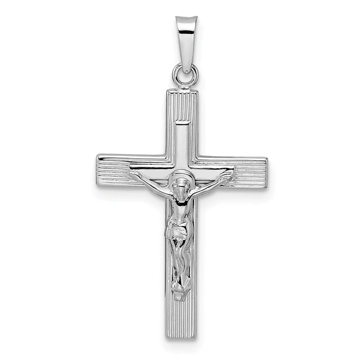 Lovely Rita's Charms & Pendants 14K White Gold Classic Polished Solid Striped Crucifix Cross Pendant