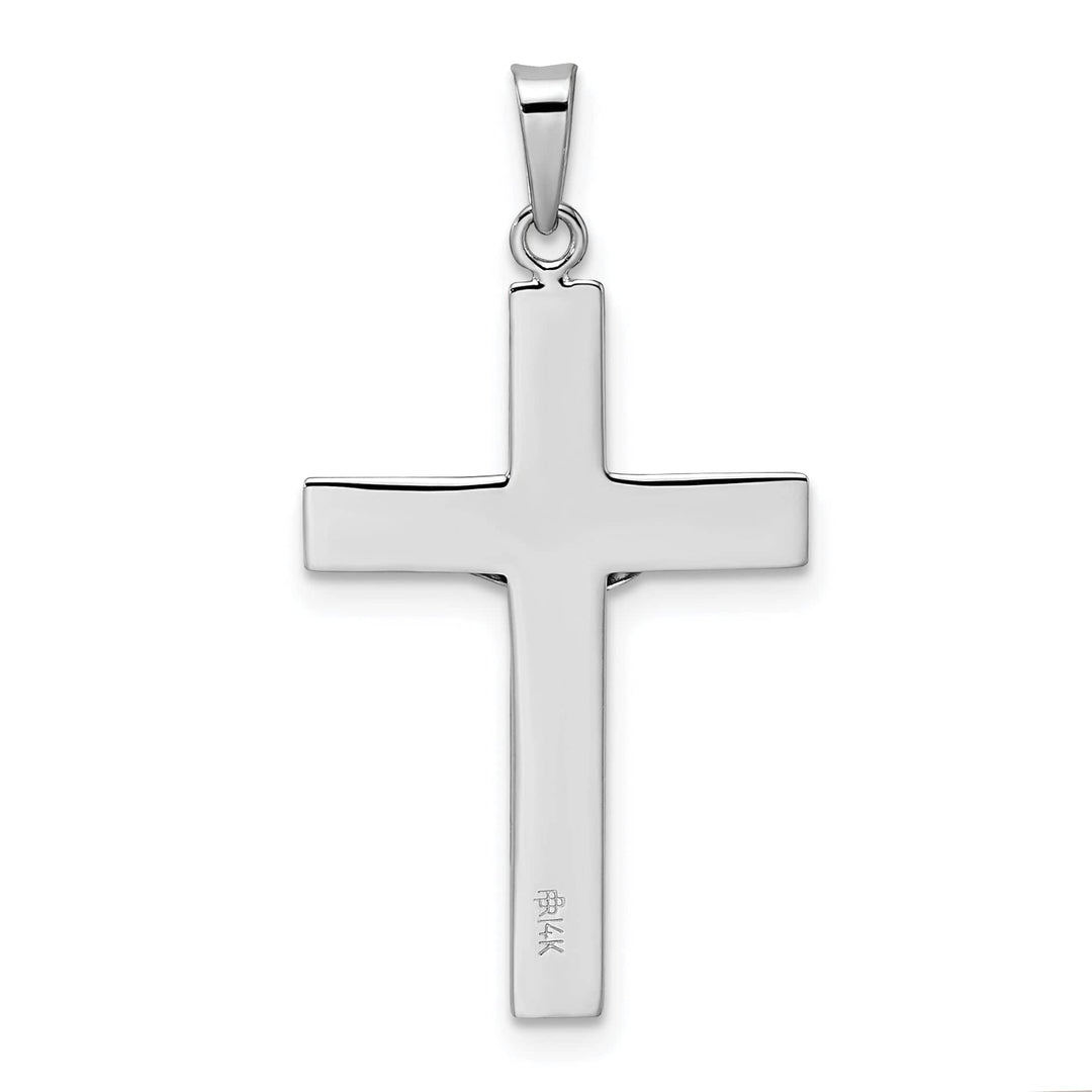 Lovely Rita's Charms & Pendants 14K White Gold Classic Polished Solid Striped Crucifix Cross Pendant