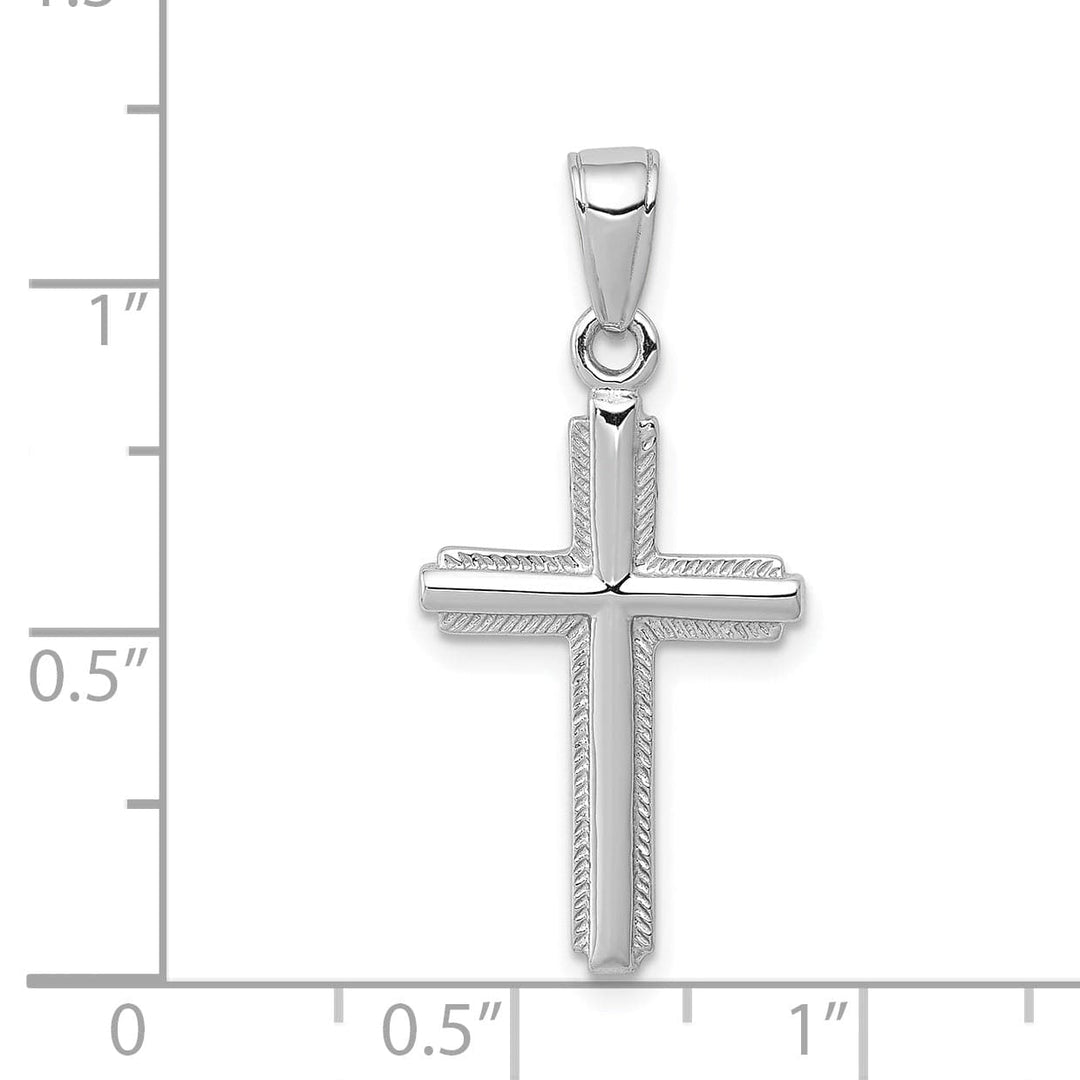 Lovely Rita's Charms & Pendants 14K White Gold Classic Polished Striped Border Latin Cross Pendant