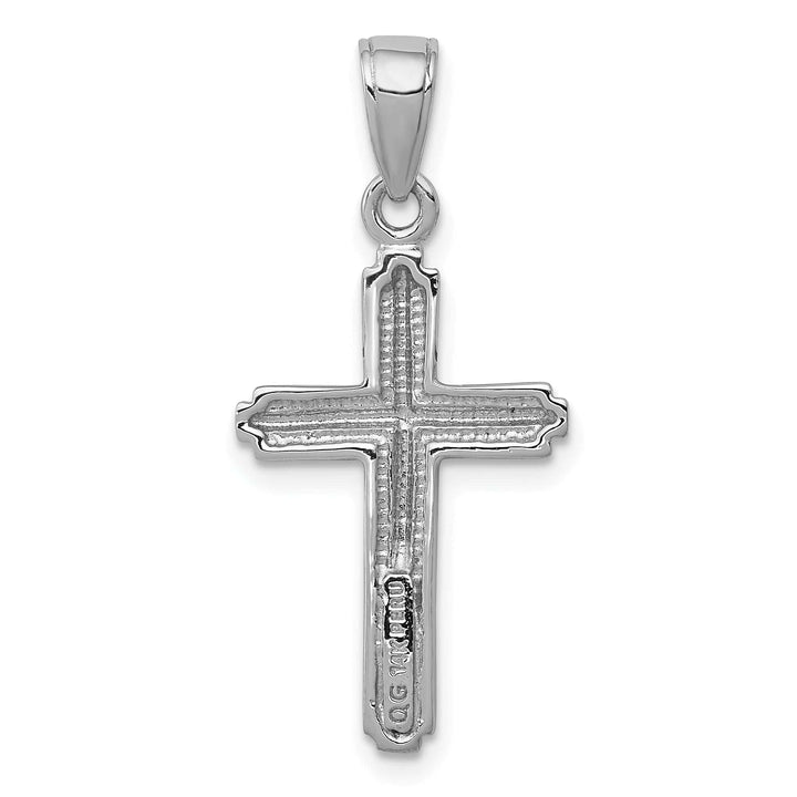 Lovely Rita's Charms & Pendants 14K White Gold Classic Polished Striped Border Latin Cross Pendant
