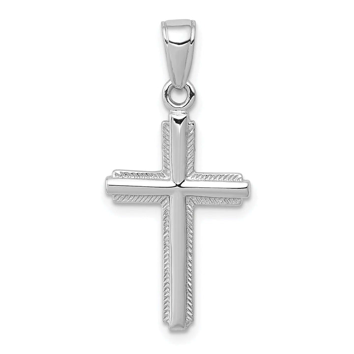 Lovely Rita's Charms & Pendants 14K White Gold Classic Polished Striped Border Latin Cross Pendant