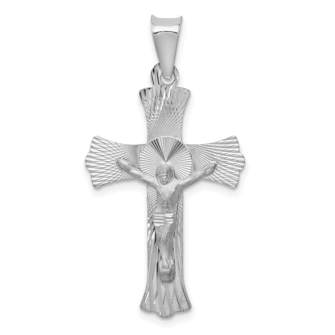Lovely Rita's Charms & Pendants 14K White Gold Contemporary Crucifix Cross Pendant