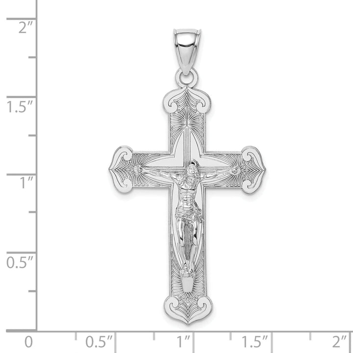 Lovely Rita's Charms & Pendants 14K White Gold Contemporary Crucifix Cross Pendant