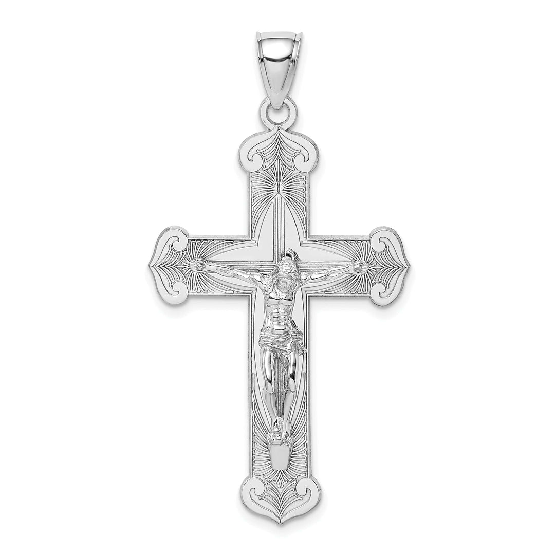 Lovely Rita's Charms & Pendants 14K White Gold Contemporary Crucifix Cross Pendant