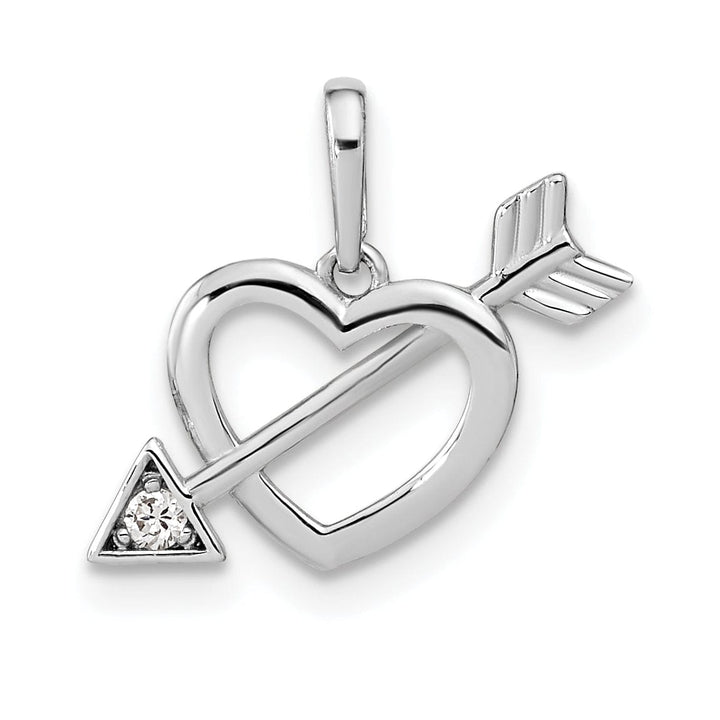 Lovely Rita's Charms & Pendants 14K White Gold Cut-out Heart with Arrow CZ Pendant