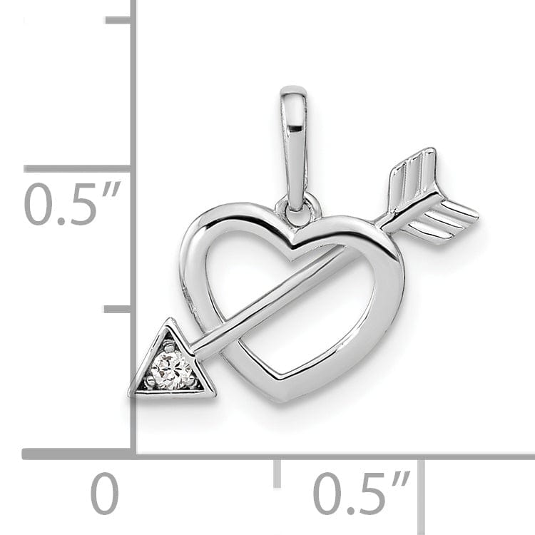 Lovely Rita's Charms & Pendants 14K White Gold Cut-out Heart with Arrow CZ Pendant