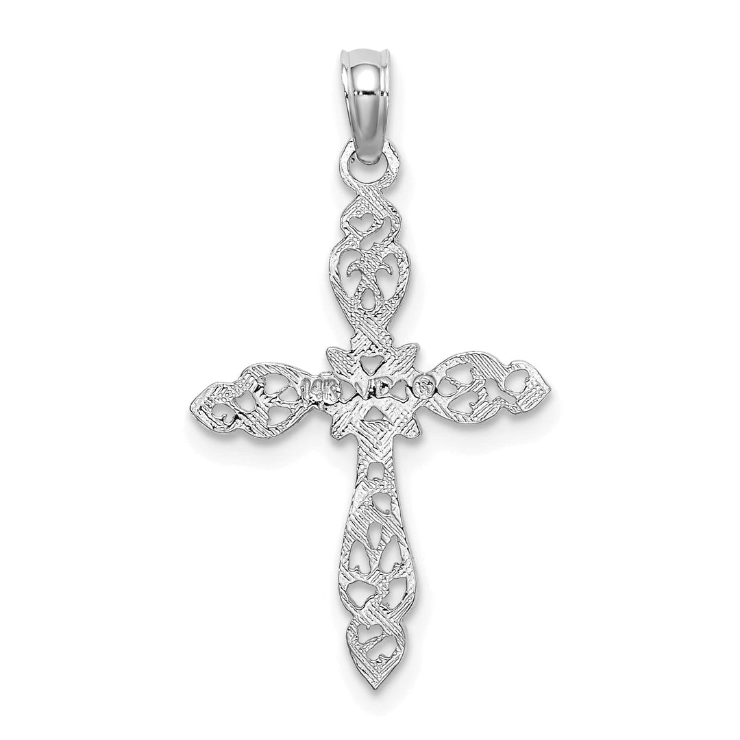 Lovely Rita's Charms & Pendants 14K White Gold Dainty Polished & Cut-Out Filigree Cross Pendant