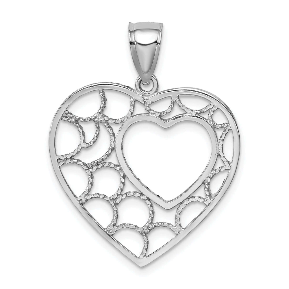 Lovely Rita's Charms & Pendants 14K White Gold Diamond-cut Heart Pendant