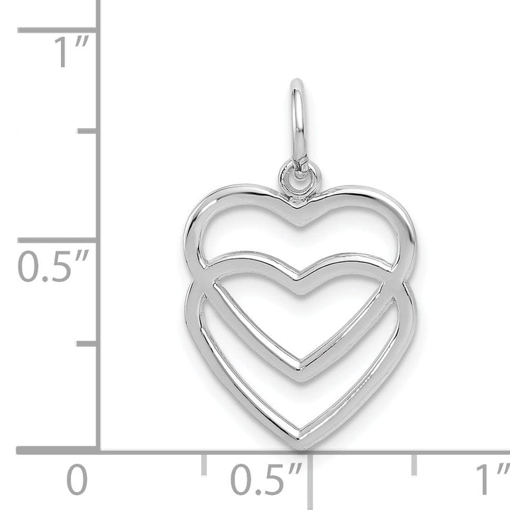 Lovely Rita's Charms & Pendants 14k White Gold Double Heart Design Pendant