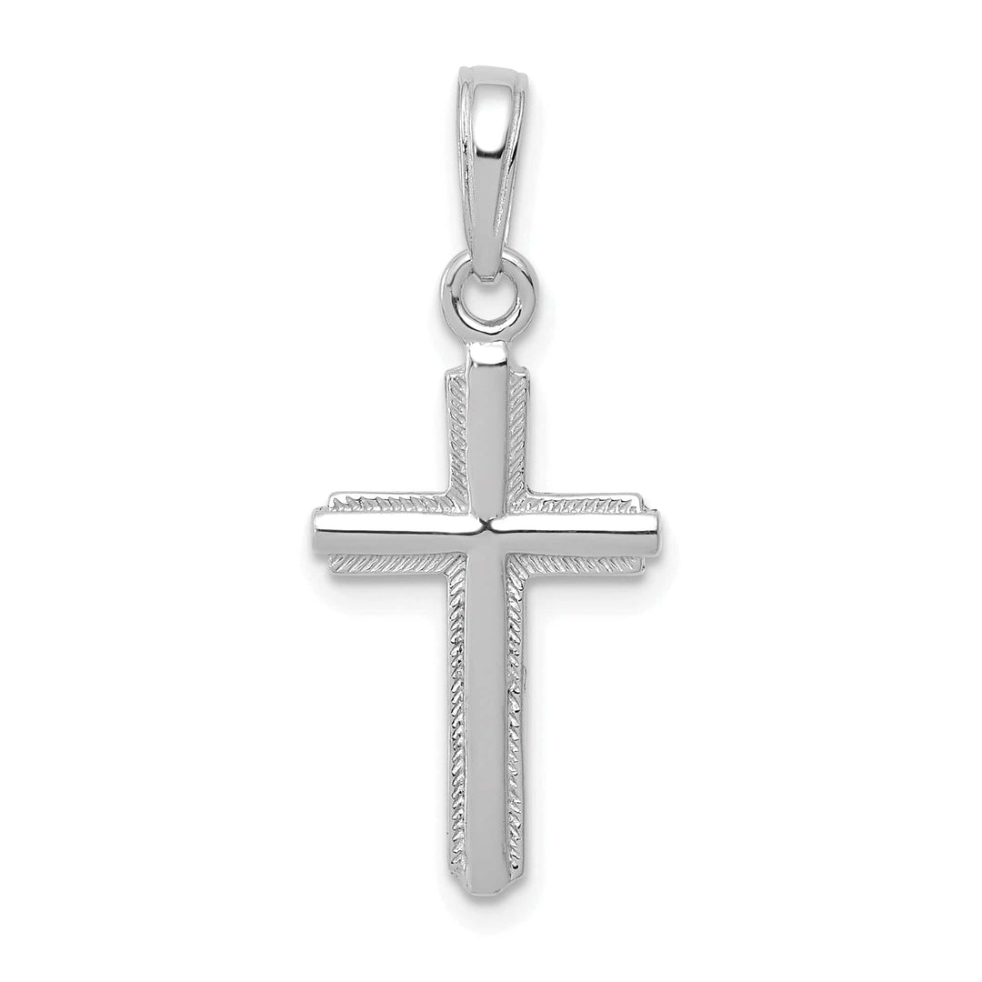 Lovely Rita's Charms & Pendants 14K White Gold Elegant Polished Striped Border Latin Cross Pendant