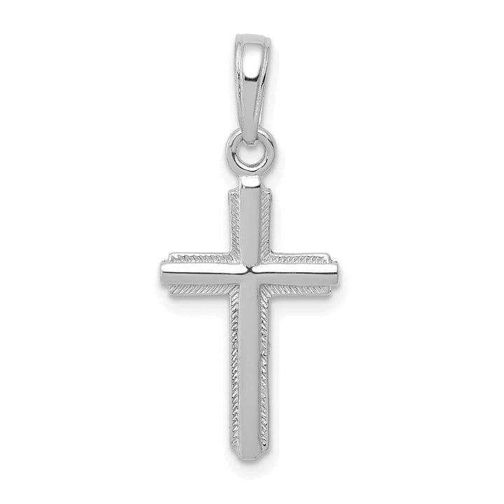 Lovely Rita's Charms & Pendants 14K White Gold Elegant Polished Striped Border Latin Cross Pendant