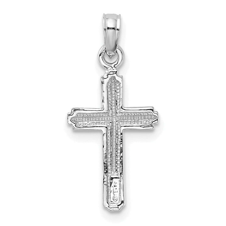Lovely Rita's Charms & Pendants 14K White Gold Elegant Polished Striped Border Latin Cross Pendant