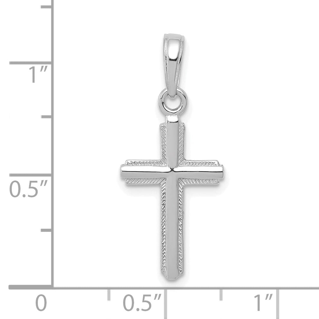 Lovely Rita's Charms & Pendants 14K White Gold Elegant Polished Striped Border Latin Cross Pendant