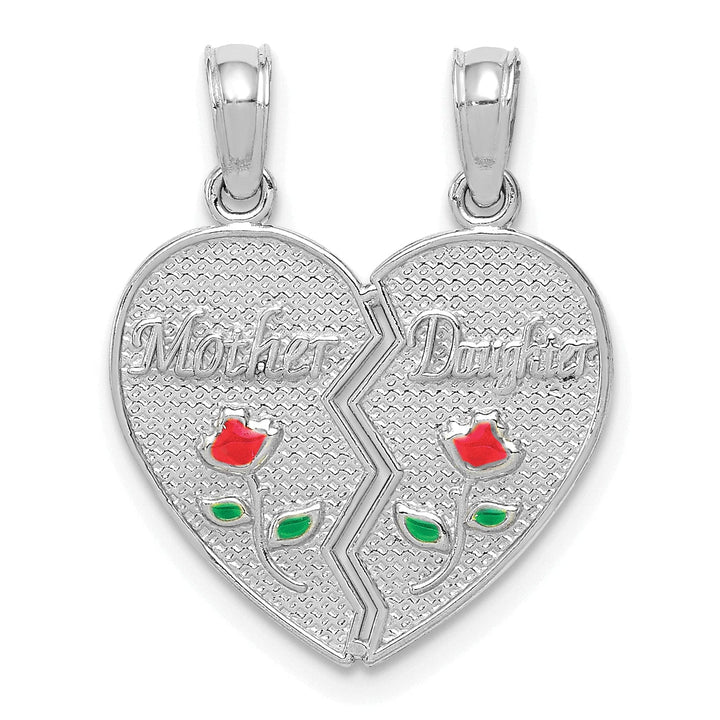 Lovely Rita's Charms & Pendants 14k White Gold Enameled MOTHER - DAUGHTER Break-apart Pendant