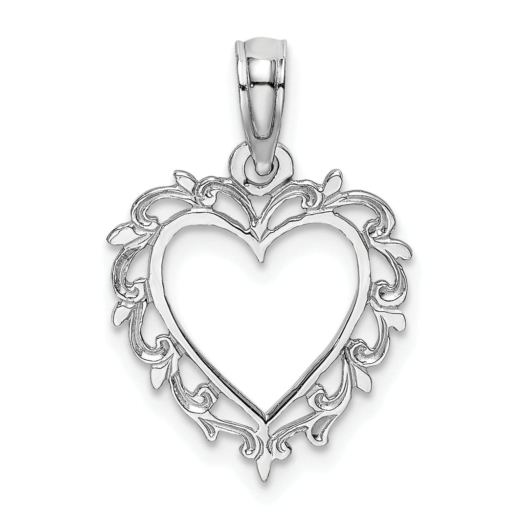 Lovely Rita's Charms & Pendants 14K White Gold Heart Lace Trim Design Pendant