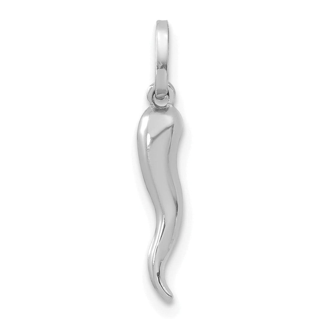 Lovely Rita's Charms & Pendants 14k White Gold Hollow 3-D Italian Horn Charm Pendant