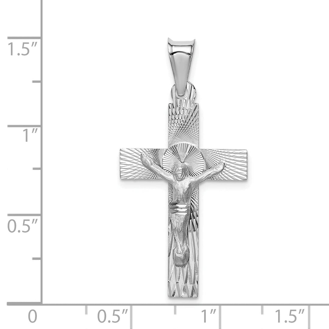 Lovely Rita's Charms & Pendants 14K White Gold Modern Crucifix Cross Pendant