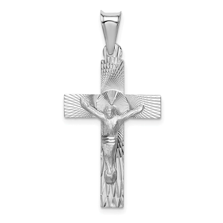 Lovely Rita's Charms & Pendants 14K White Gold Modern Crucifix Cross Pendant