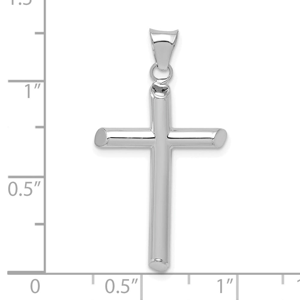 Lovely Rita's Charms & Pendants 14K White Gold Modern Polished Tube Hollow Latin Cross Pendant