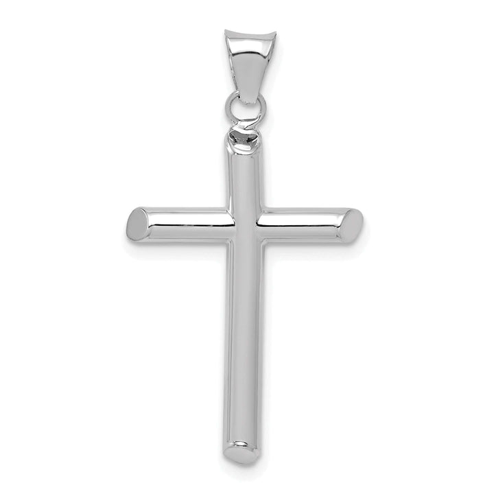Lovely Rita's Charms & Pendants 14K White Gold Modern Polished Tube Hollow Latin Cross Pendant