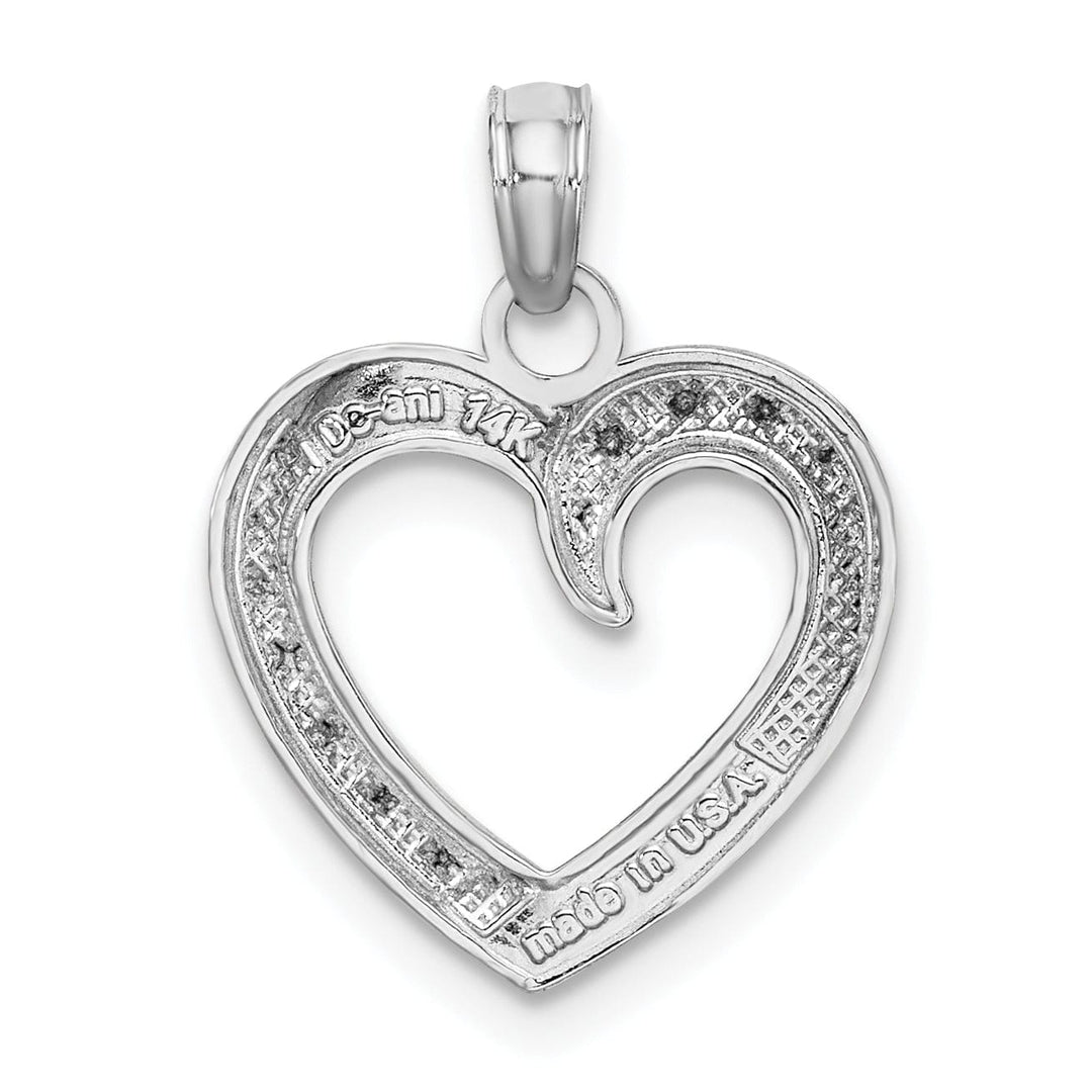 Lovely Rita's Charms & Pendants 14K White Gold Polished and Textured Heart Pendant