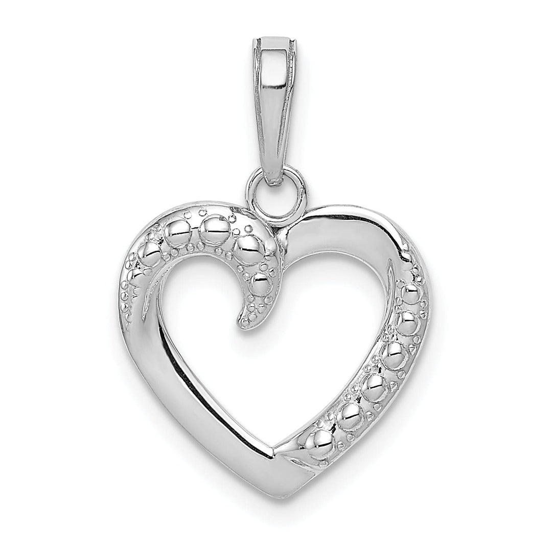 Lovely Rita's Charms & Pendants 14K White Gold Polished and Textured Heart Pendant