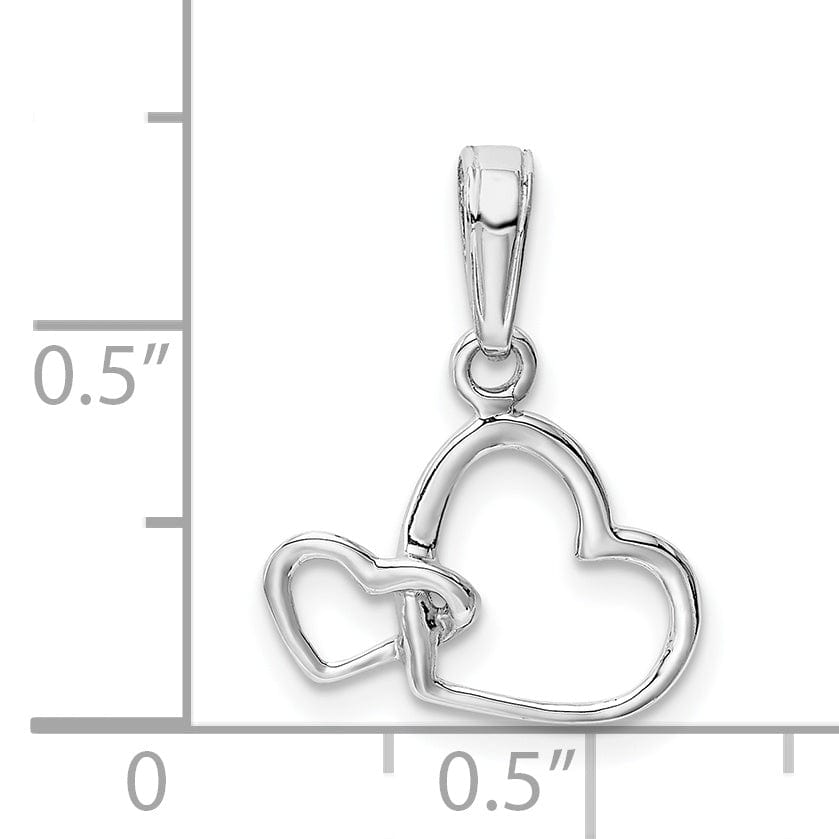 Lovely Rita's Charms & Pendants 14K White Gold Polished Intertwined Double Heart Pendant