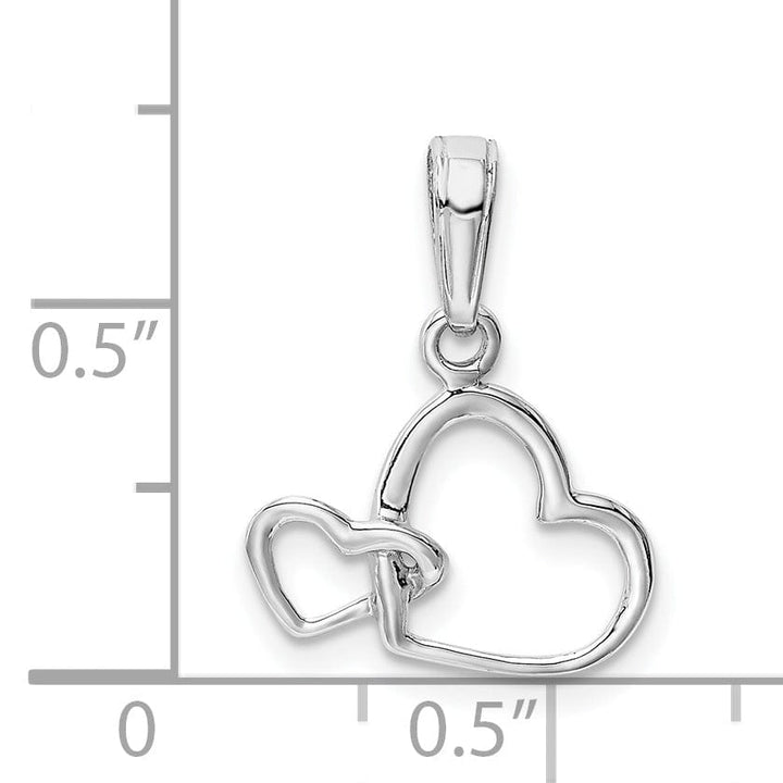 Lovely Rita's Charms & Pendants 14K White Gold Polished Intertwined Double Heart Pendant