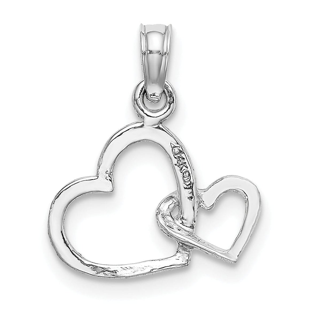Lovely Rita's Charms & Pendants 14K White Gold Polished Intertwined Double Heart Pendant