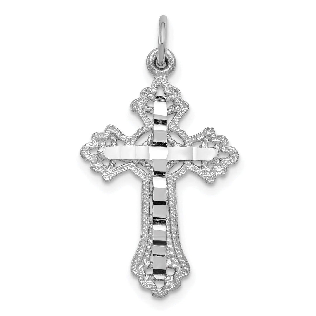 Lovely Rita's Charms & Pendants 14K White Gold Refined Filigree Cross Pendant