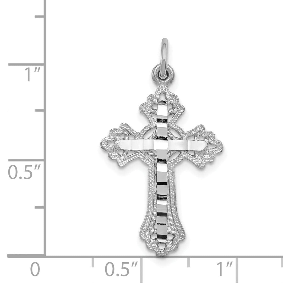 Lovely Rita's Charms & Pendants 14K White Gold Refined Filigree Cross Pendant