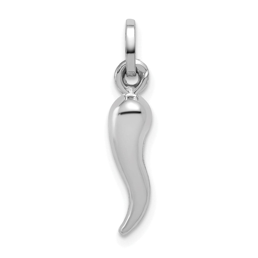 Lovely Rita's Charms & Pendants 14k White Gold Small 3-D Hollow Italian Horn Charm Pendant