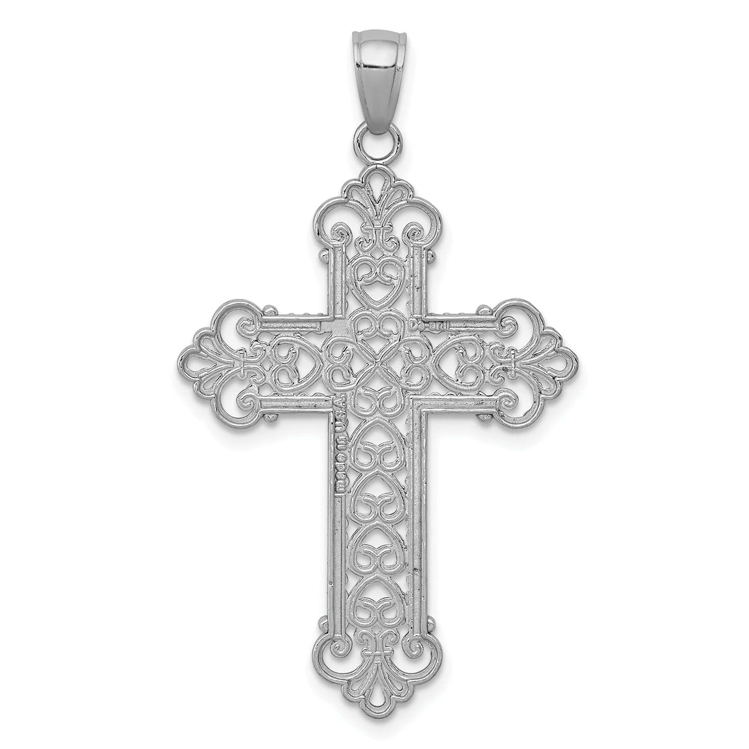 Lovely Rita's Charms & Pendants 14K White Gold Statement Large Rope Frame Filigree Cross Pendant