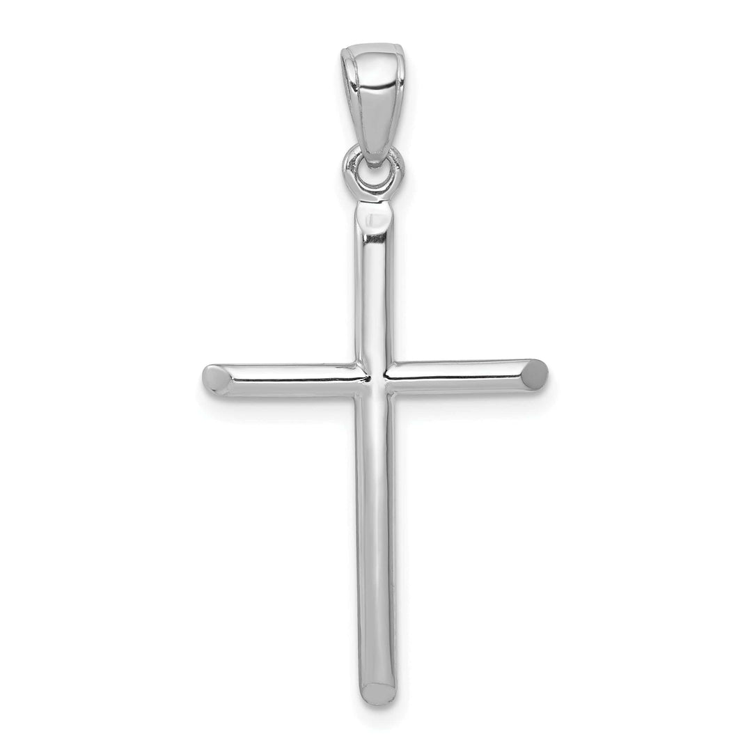 Lovely Rita's Charms & Pendants 14K White Gold Statement Polished Tube Hollow Latin Cross Pendant