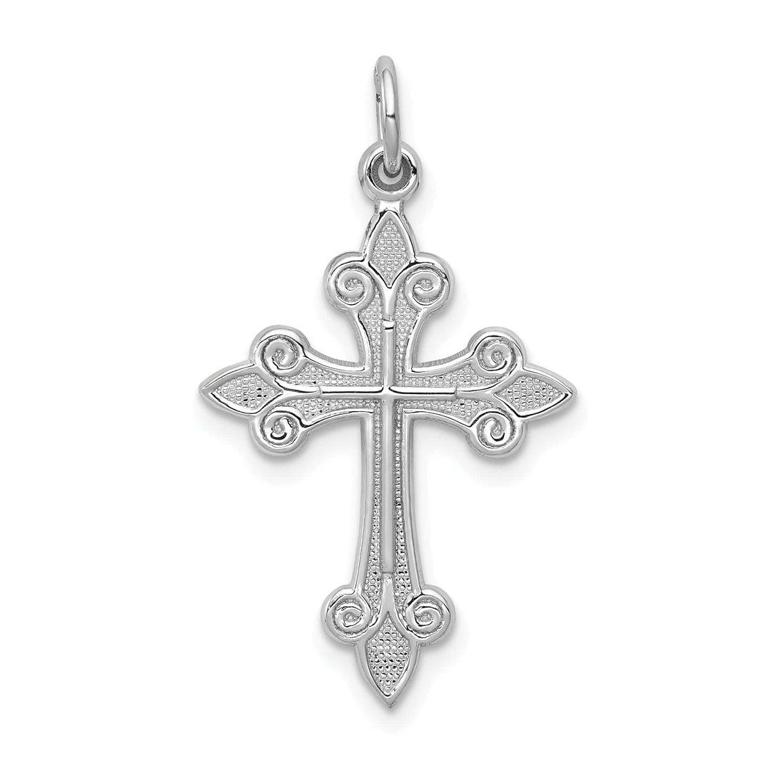 Lovely Rita's Charms & Pendants 14K White Gold Timeless Fleur de Lis Cross Pendant