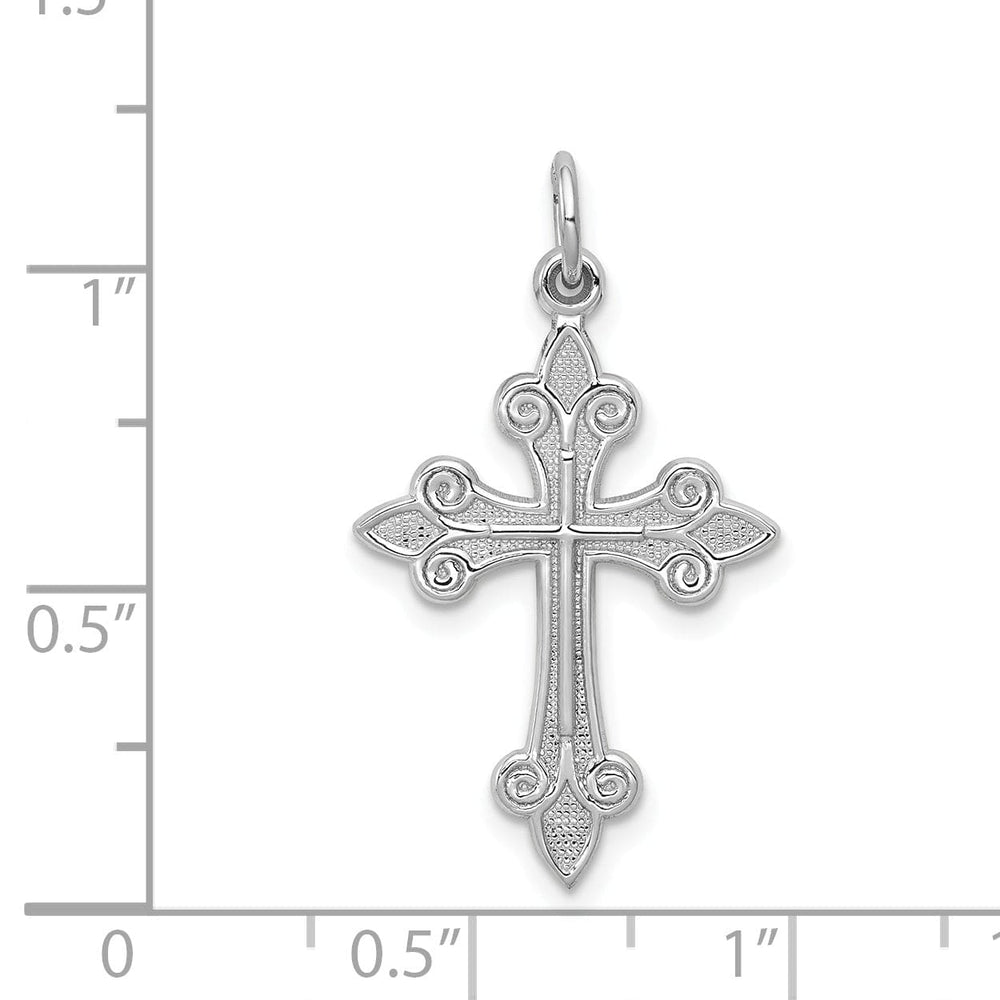 Lovely Rita's Charms & Pendants 14K White Gold Timeless Fleur de Lis Cross Pendant