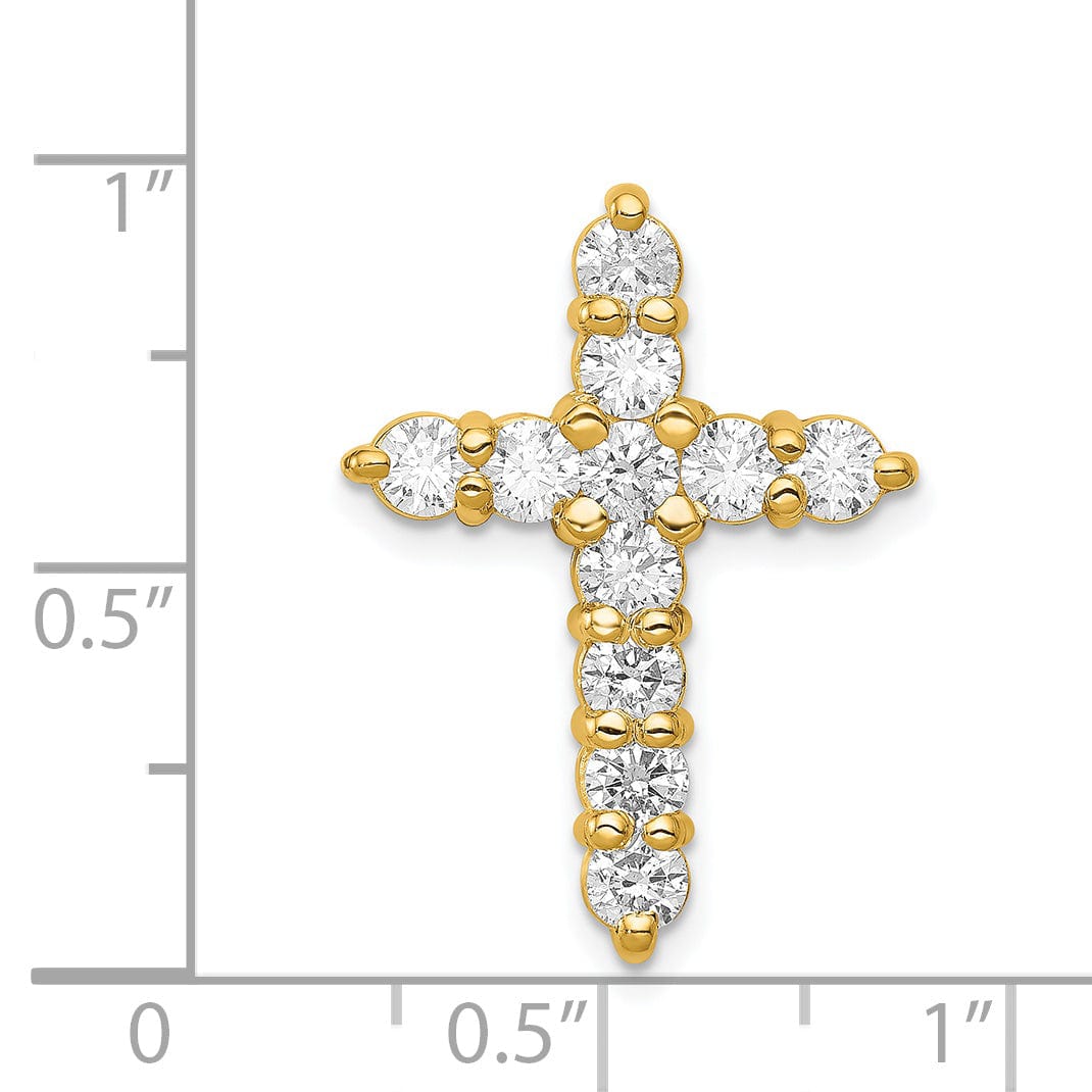 Lovely Rita's Charms & Pendants 14k Yellow Gold 1.25 CT I1 Diamond Bold Design Cross Chain Slide