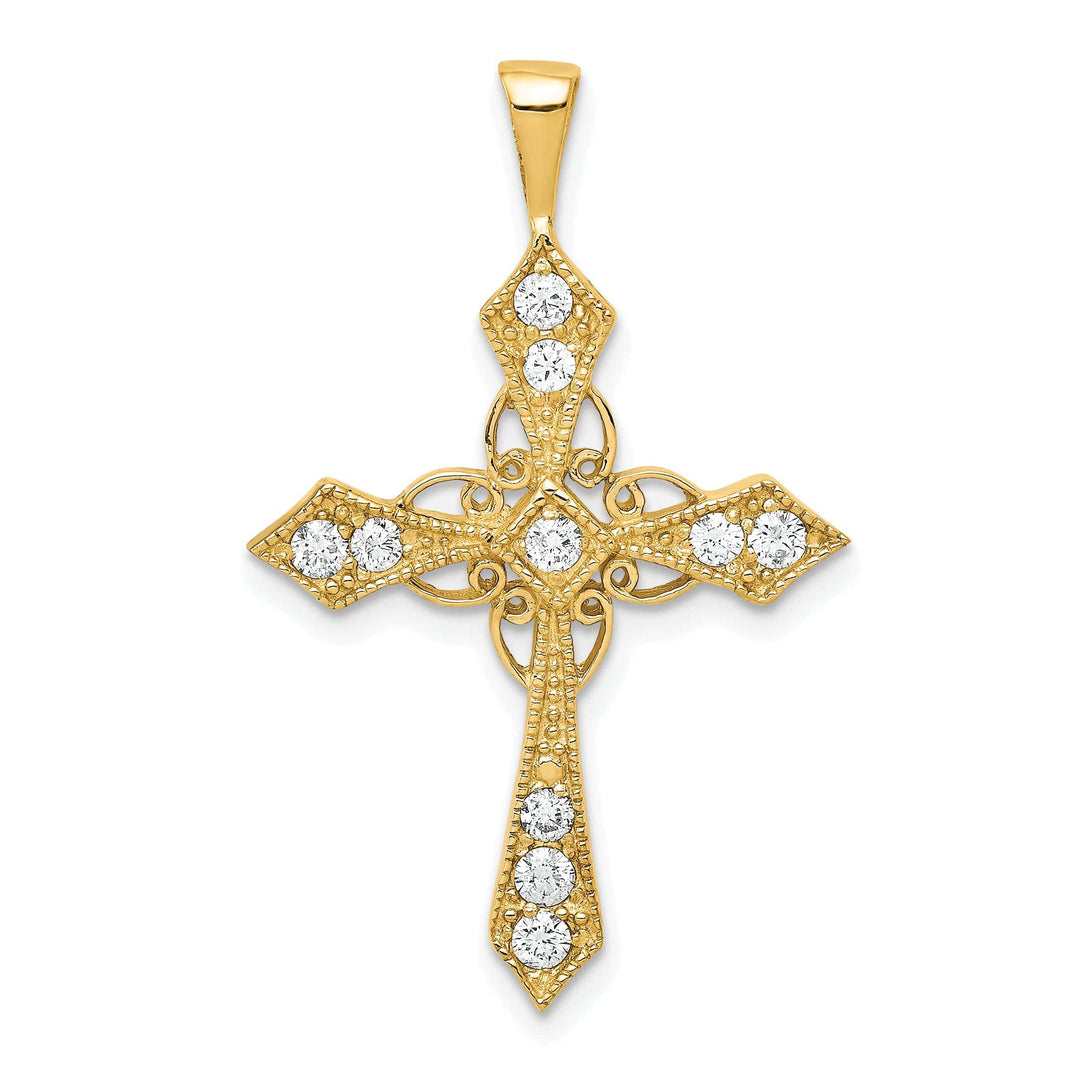 Lovely Rita's Charms & Pendants 14k Yellow Gold 1/3 CT I1 Diamond Fancy Passion Cross Pendant