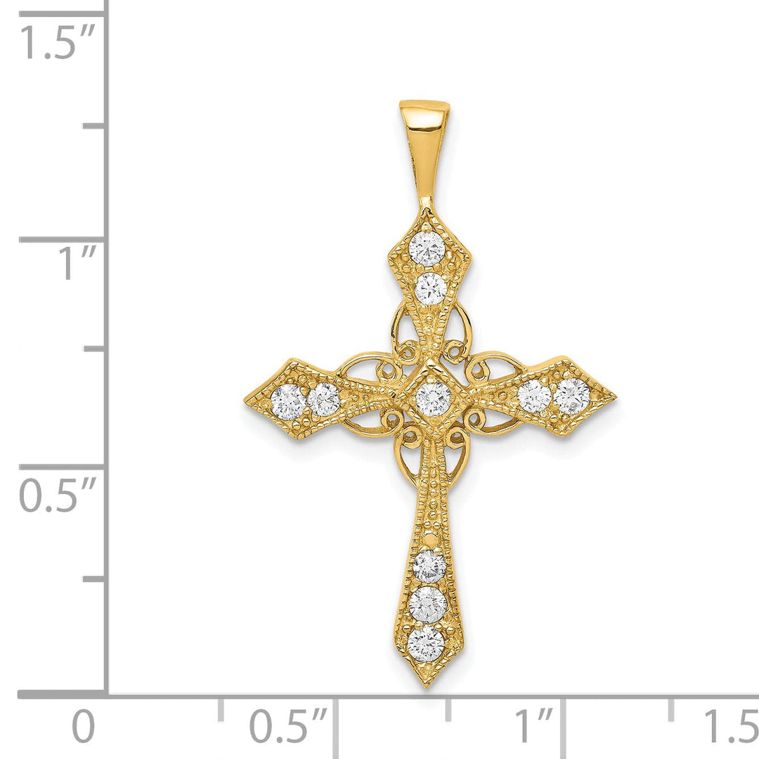 Lovely Rita's Charms & Pendants 14k Yellow Gold 1/3 CT I1 Diamond Fancy Passion Cross Pendant