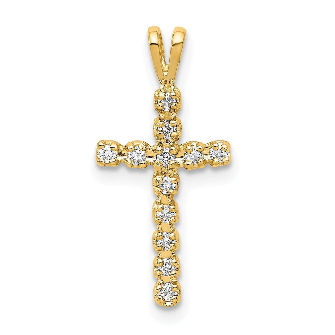 Lovely Rita's Charms & Pendants 14k Yellow Gold 1/8 CT I1 Diamond Latin Cross Design Pendant